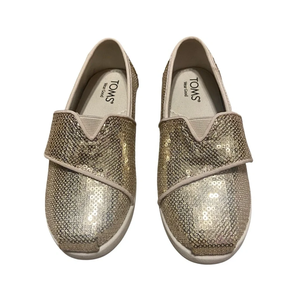 Toms Alpargata Classic Champagne Mini Sequins Toddler Shoe